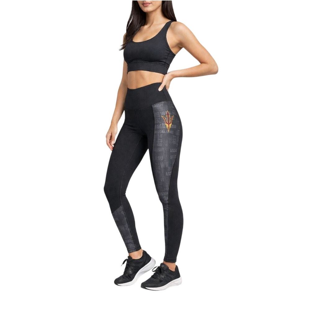 ASU Sun Devils Leggings Black Gray XS NWT Collegiate Team Love Athleisure